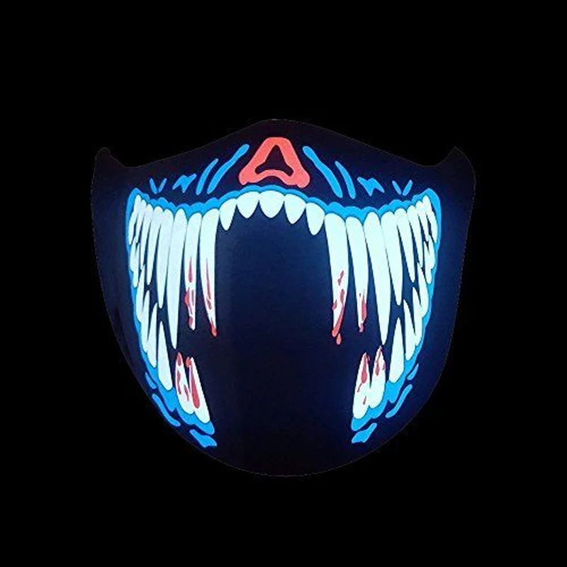 Halloween LED Masks Clothing Big Terror Cold Light Helmet Fire Festival Party Glowing Dance Steady On Driver Cycling Mask | Дом и сад
