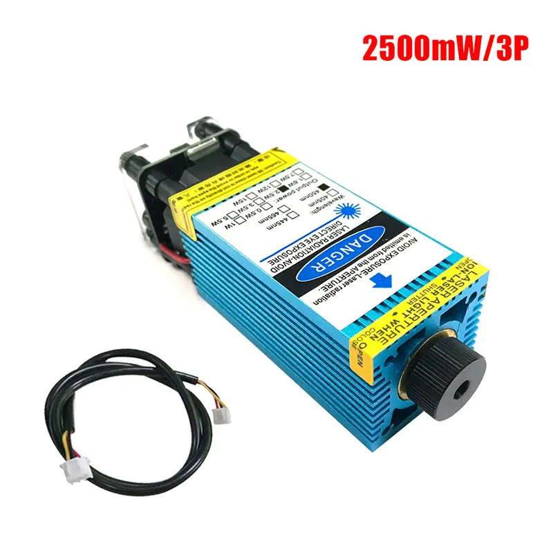 

High Power 2500MW Blue-violet Laser Module for Laser Engraving and Cutting 445nm Adjustable Focus 0.5w/2.5w/5.5w/10w Optional