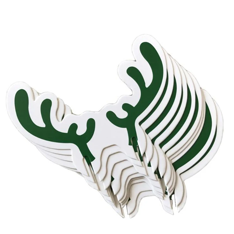 Green Elk antler 10 шт./упак. красное вино Стекло Бумага карты визитные карточки Свадебная вечеринка поставки Стекло Декор Украшение стола Рождественская шапка Санта-Клауса - Цвет: Green Elk antler