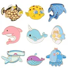 Милая Рыба Морская лошадь Дельфин Мультфильм эмалированная брошь-Кнопка оптовая продажа женские броши ювелирные изделия