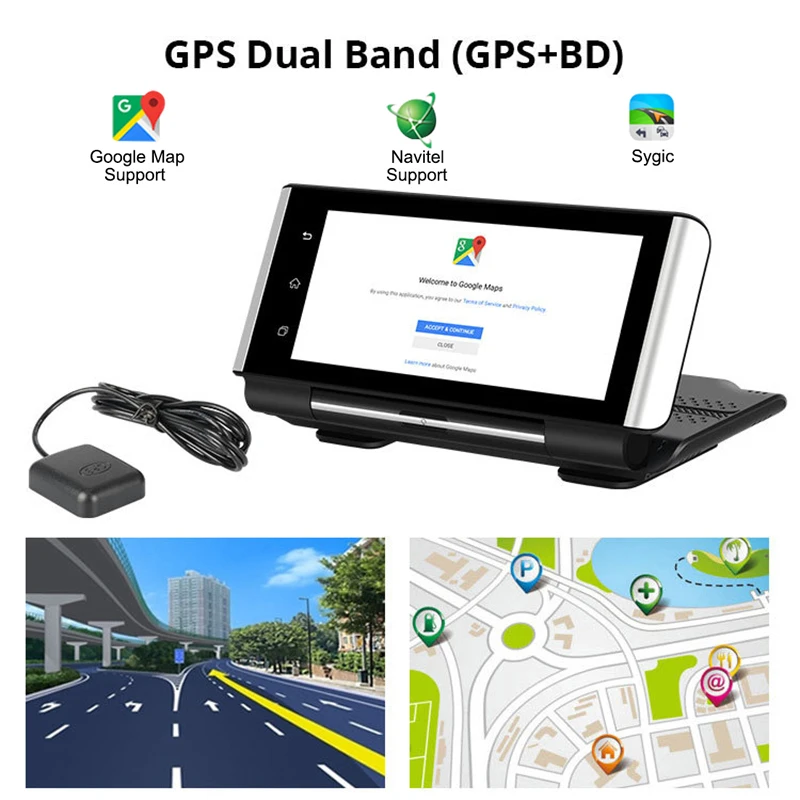7-дюймовый автомобильный видеорегистратор 4G ADAS Android с GPS-навигацией FHD 1080P двойным