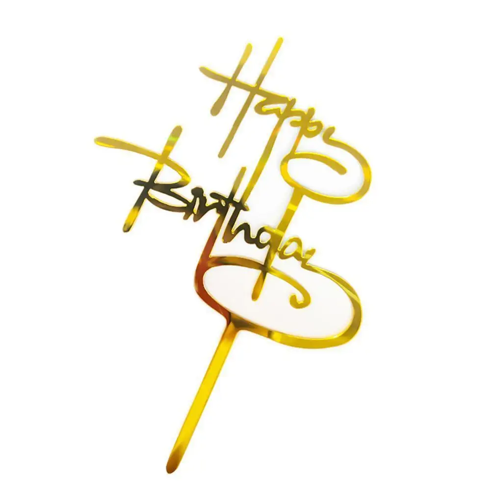 

5 Pcs Gold Happy Birthday Acrylic Cake Toppers Creativity Birthday Cake Cake Party Decor Baking Supplies Baby Birthday For R4C9