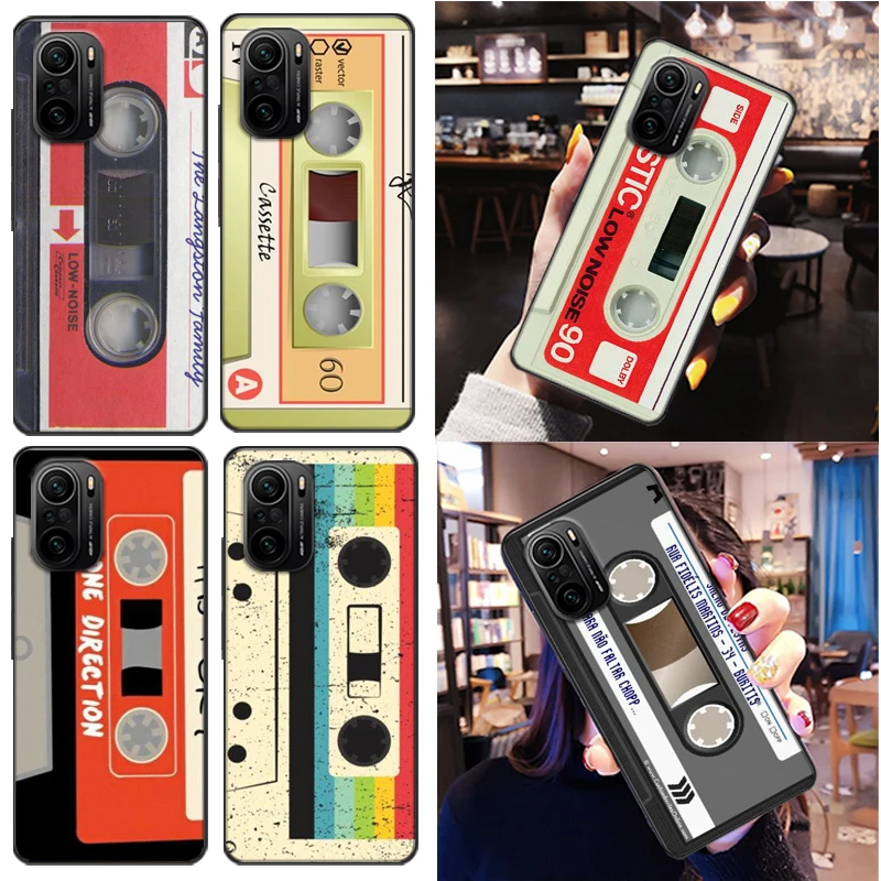 

Black Cover Tape Phone Case For Xiaomi POCO X3 Pro NFC F3 GT M3 For GT Mixtape Vintage Tape Cassette Audio Carcasa Cases Coque