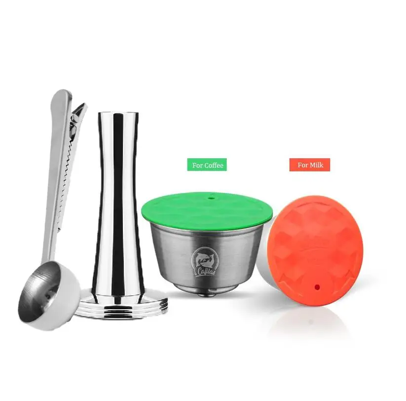 Нержавеющая сталь Rusable Dolce Gusto Кофе Капсула Для Nescafe с фильтром uesed 200 время кофе молотого вскрытия ложка клип - Цвет: 1 milk1coffee1ta1sp