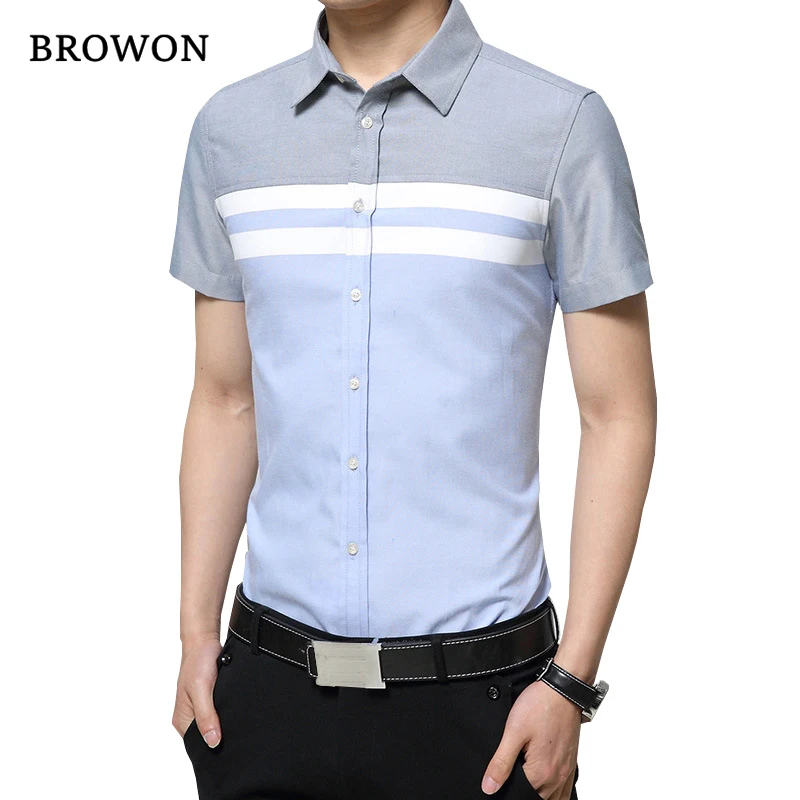 

PEVSN New Arrival Mens Shirt Fashion Short Sleeve Men Shirt Regular Fit Striped design Social Shirt Camisa Social Masculina