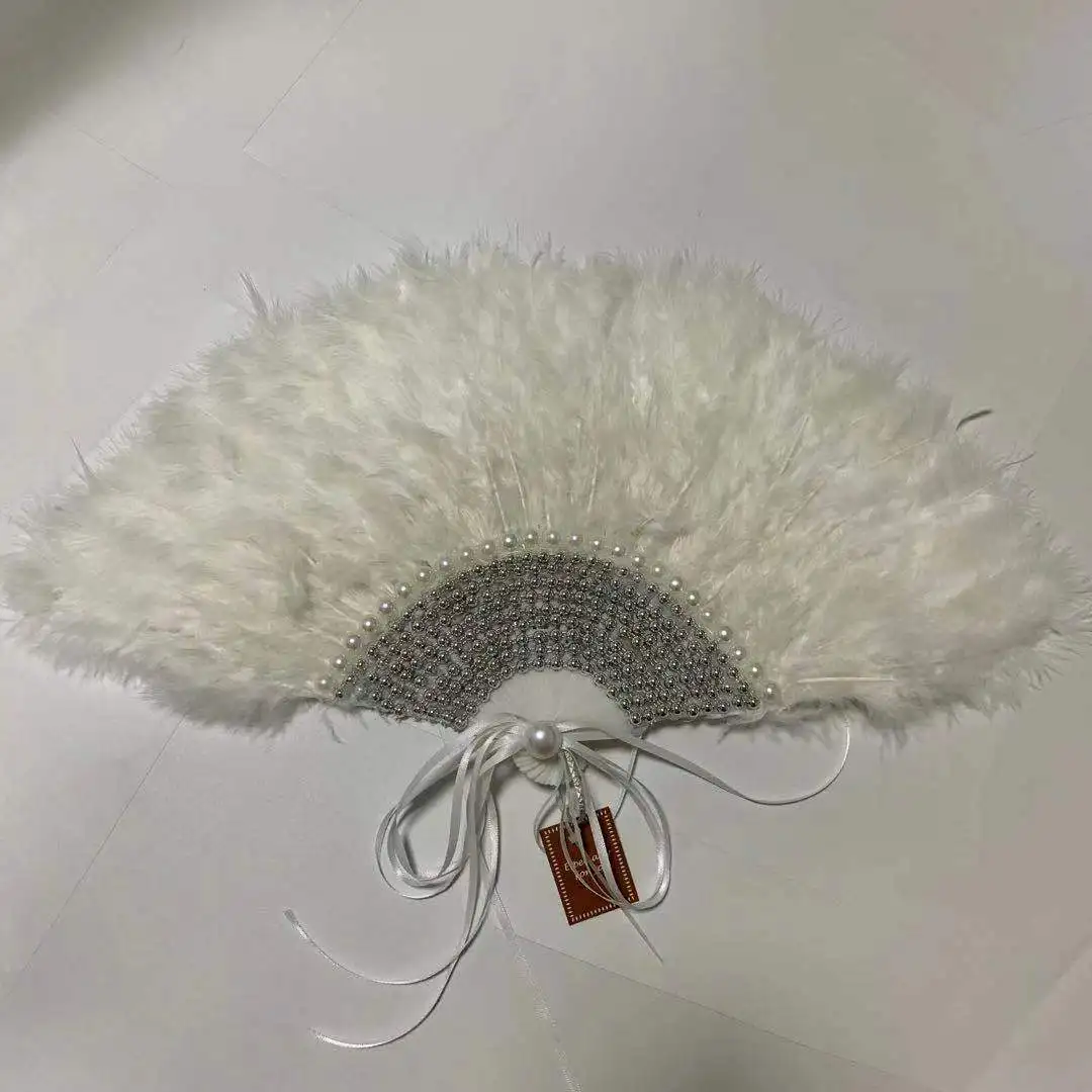 Свадебный веер с перьями ручная работа невеста реквизит для свадебных