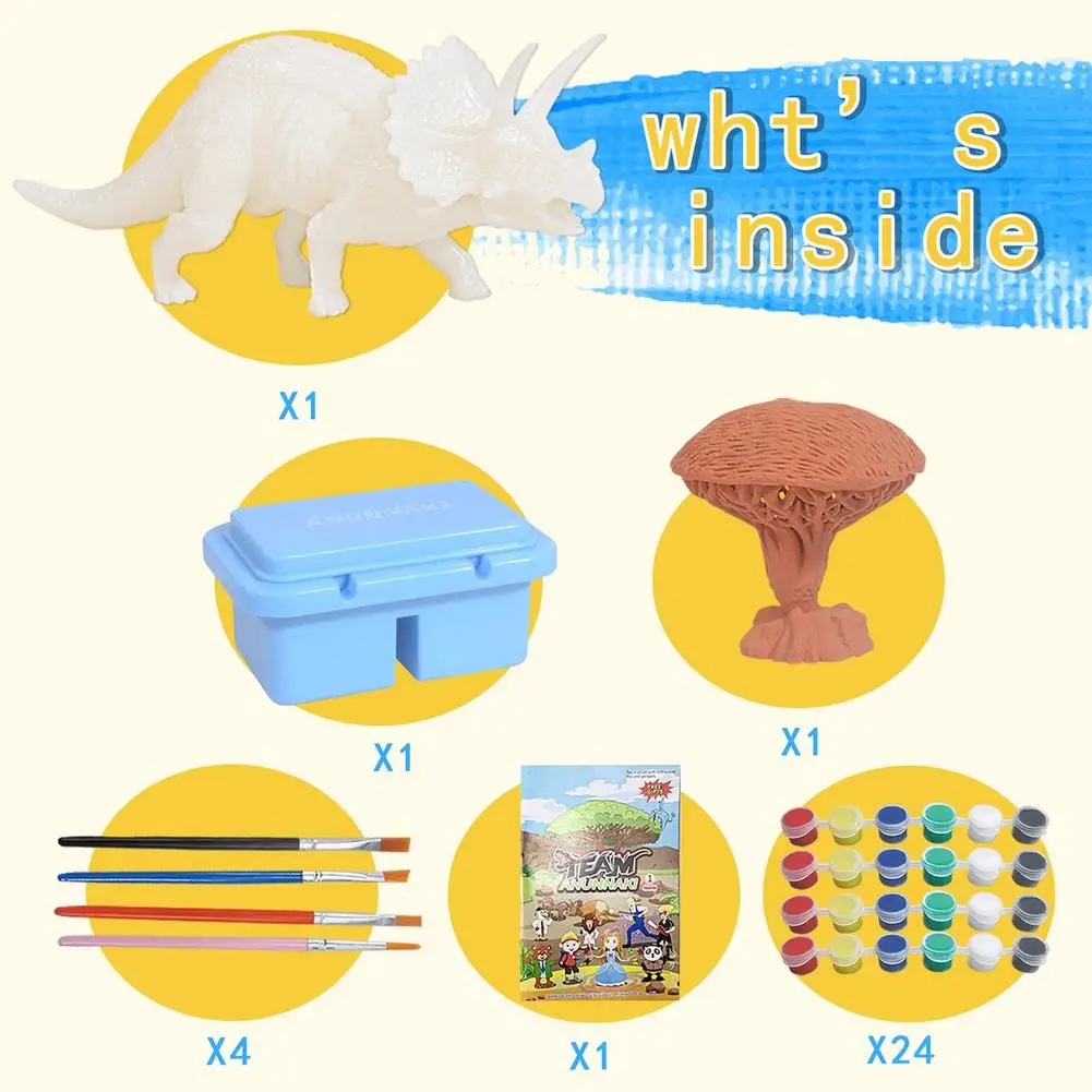 

Dinosaur Painting Kit Kids Triceratops Painting Art Craft Set New DIY Paint Dinosaurs Animals Drawing Toys