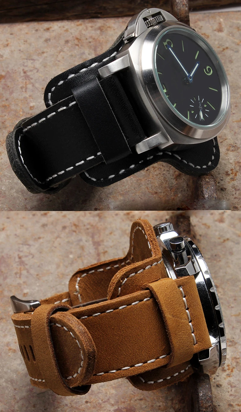 Ремешок Onthelvel 20 мм 22 мм из натуральной кожи для часов Panerai 24 мм 26 мм для матовых наручных часов с пряжкой# E