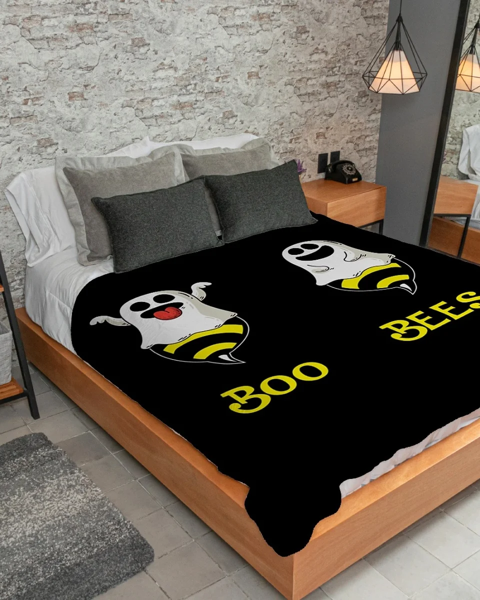Ткань пчела Хэллоуин | Удобное высококачественное флисовое шерпа Тканое одеяло