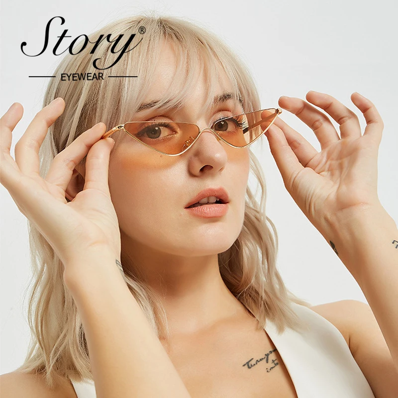 Женские солнцезащитные очки в металлической оправе cat eye розовые классические