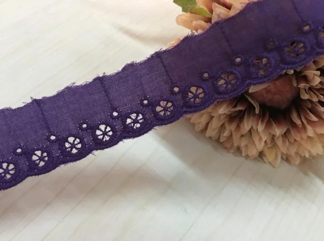 5 Meters/lot Hot Sale Embroidery Purple Cotton Lace Cloth Embroidered Fabrics Women's Clothing Diy Trim 3cm | Дом и сад