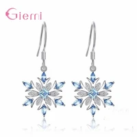 trendy 925 sterling silver earring rhinestone snowflake hook earring for girls women fashion jewelry supplies brincos