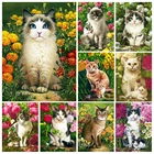 5D алмазная живопись, животное, кот, цветок, DIY, вышивка крестиком, картина стразы, живопись, украшение для дома, искусство