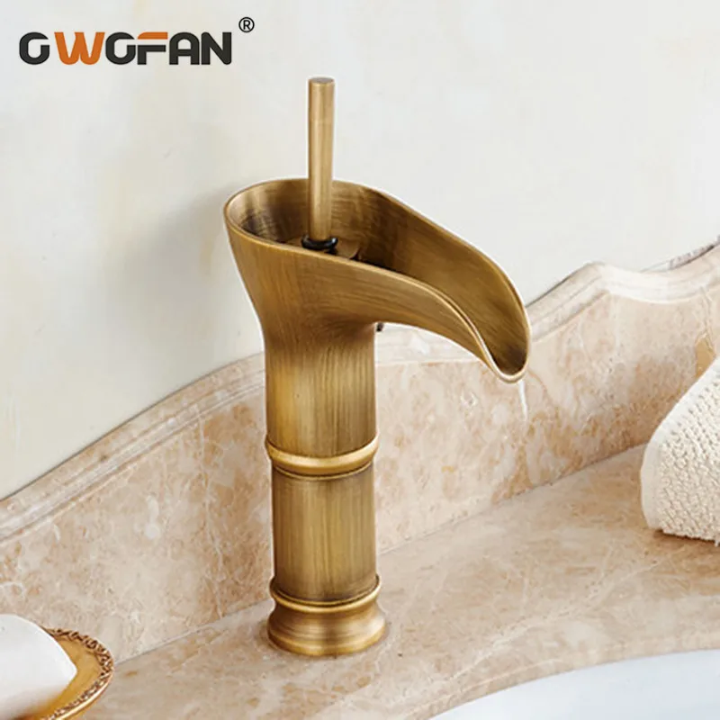 

Basin Faucets Waterfall Washbasin Antique Bathroom Sink Taps ORB Black Vintage Single Handle Luxury Faucet For Bathroom LH-16984