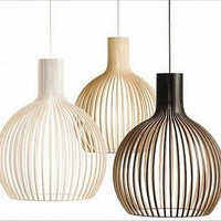 nordic black wood birdcage e27 bulb pendant light modern home deco bamboo weaving wooden pendant lamp