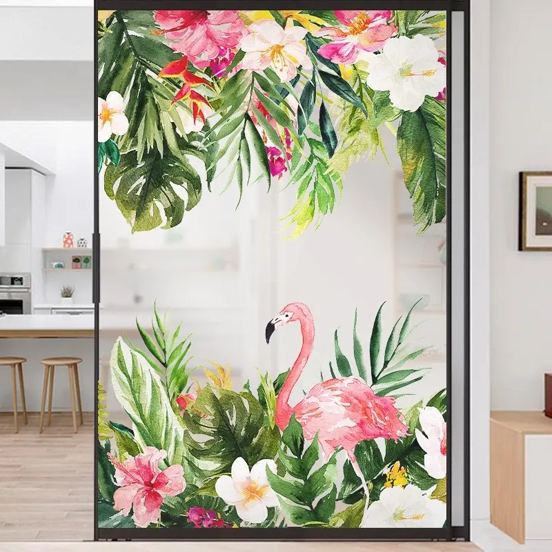 Настенная Наклейка в скандинавском стиле с цветами фламинго двусторонняя