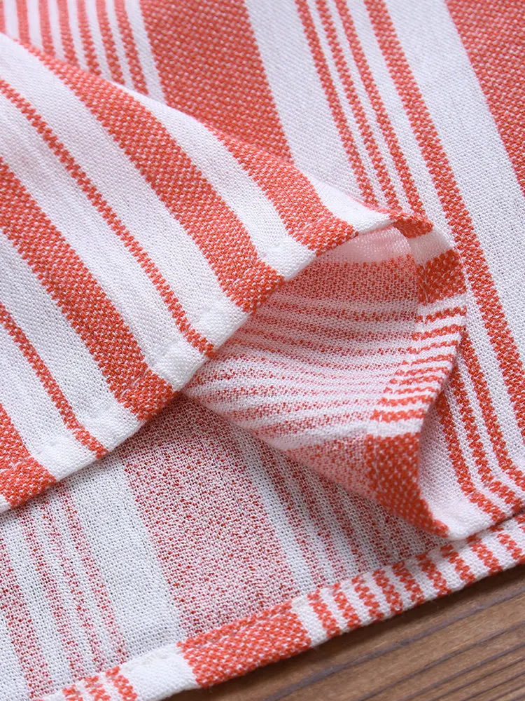 Повседневное Полосатое платье со средним рукавом и закругленным воротником с