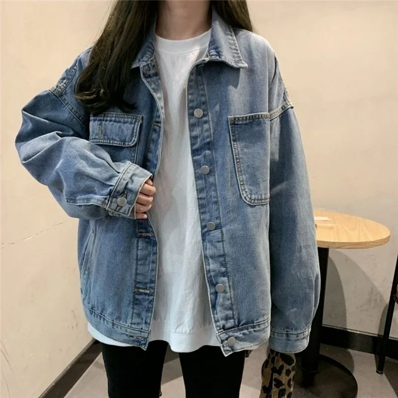 Korean Ins Tide Jackets Denim 2021 New Large Size Loose Denim Female Coat Retro Street Korean Style Wild Casual Couple Jacket