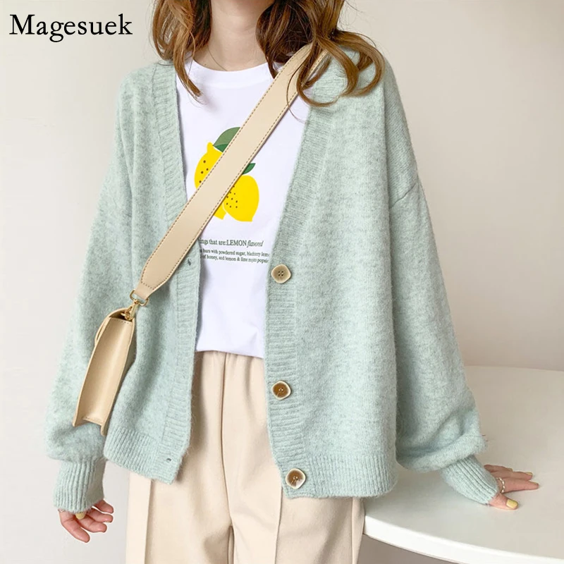 

Вязаный кардиган оверсайз с V-образным вырезом, Осень-зима 2021