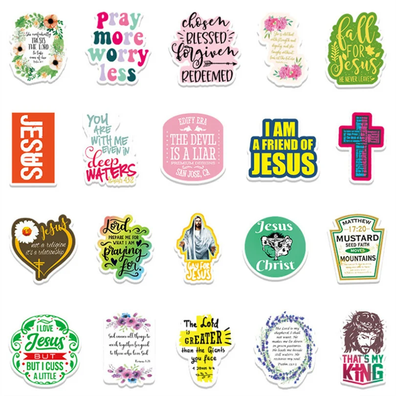 Pegatinas para guitarra, juguete decorativo de grafiti con frases de fe b&iacute;blicas, a prueba de agua, nuevo Color, 10/30/50, venta al por mayor-4
