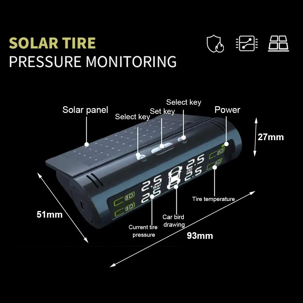 

Solar Powered TPMS Professional Tire Pressure Monitoring System With 6 Alarm Modes And Real-time Displays Car RV Truck Universal