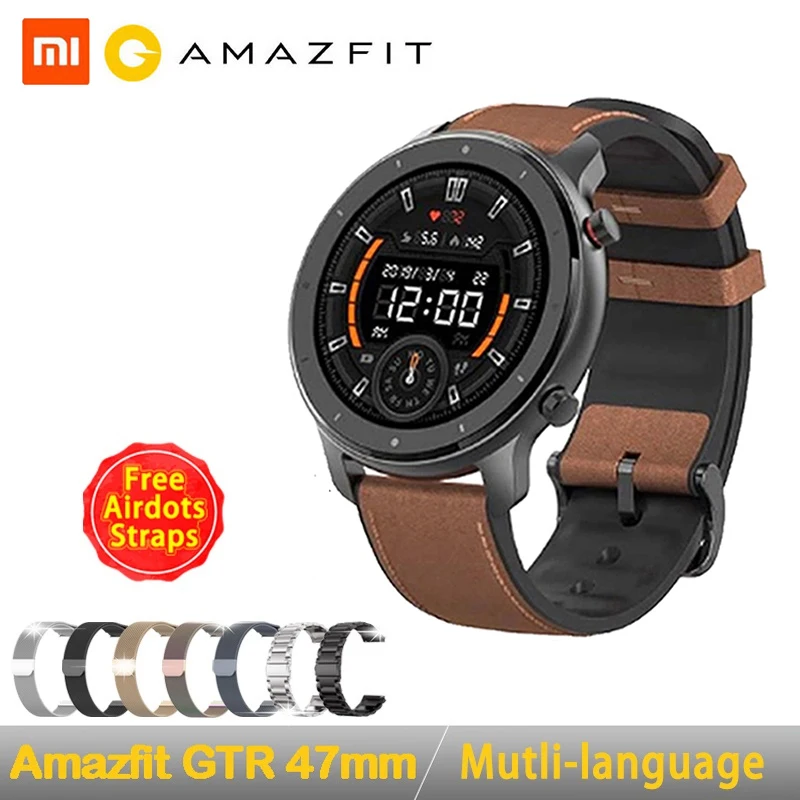 Глобальная версия Amazfit GTR 47 мм Смарт часы Huami 5ATM Водонепроницаемый Smartwatch 24 дней
