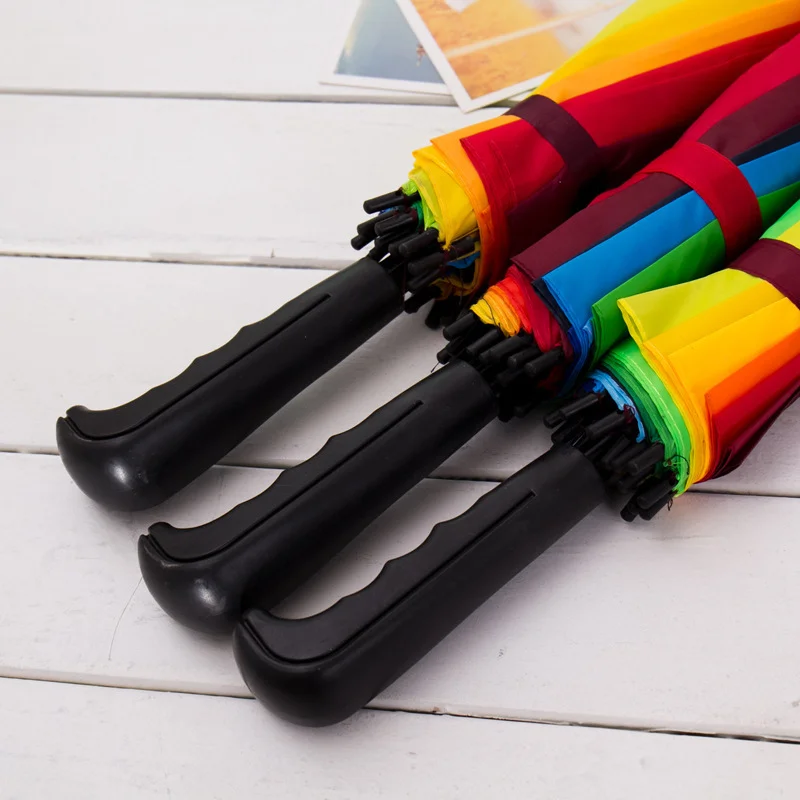 Новинка 2021 длинная ручка автоматический парашют прямой креативный Радужный Зонт