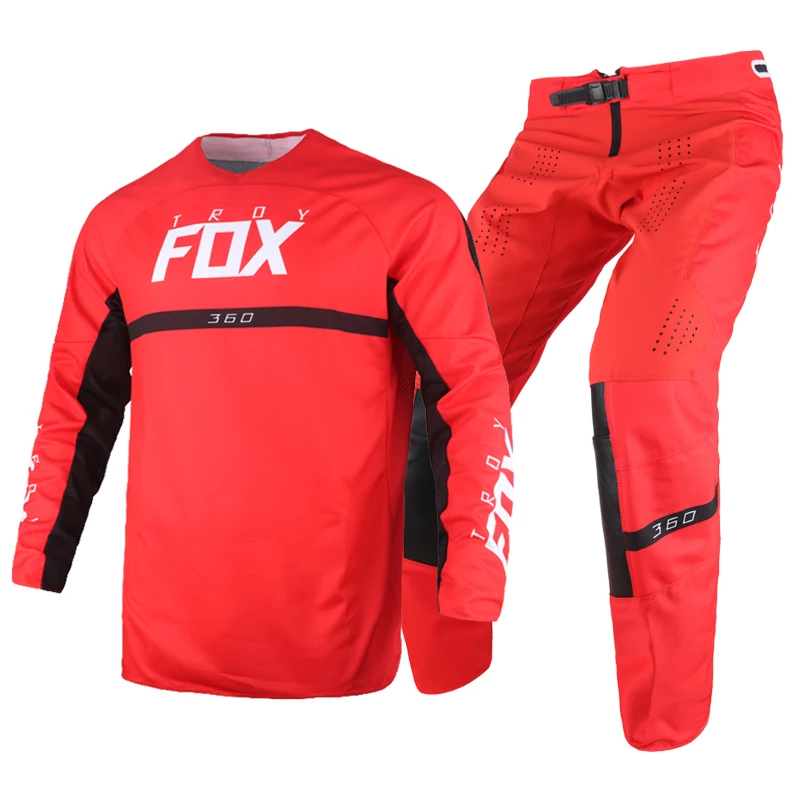 Motocross MX ATV Racing 2022 Combo 360 Merz Gear Set Mountain Bike Jersey Pants Bike Men Kits Offroad Moto Adult Red Suit
