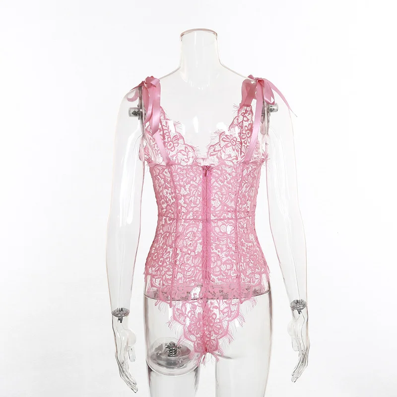 Женское нижнее белье сексуальное Кружевное боди с ресницами и глубоким