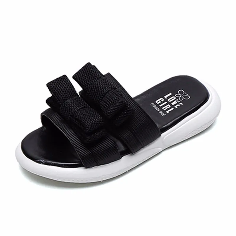 Модные Разноцветные шлепанцы с бантом для девочек Сезон лето Новинка Мягкие