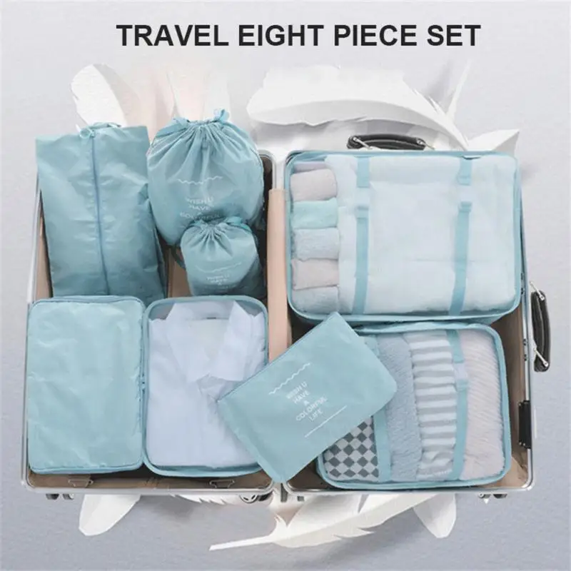 

8pcs Waterproof Travel Bags Clothes Luggage Organizer Quilt Blanket Storage Bag Suitcase Pouch Packing Cube Home Storage Bags