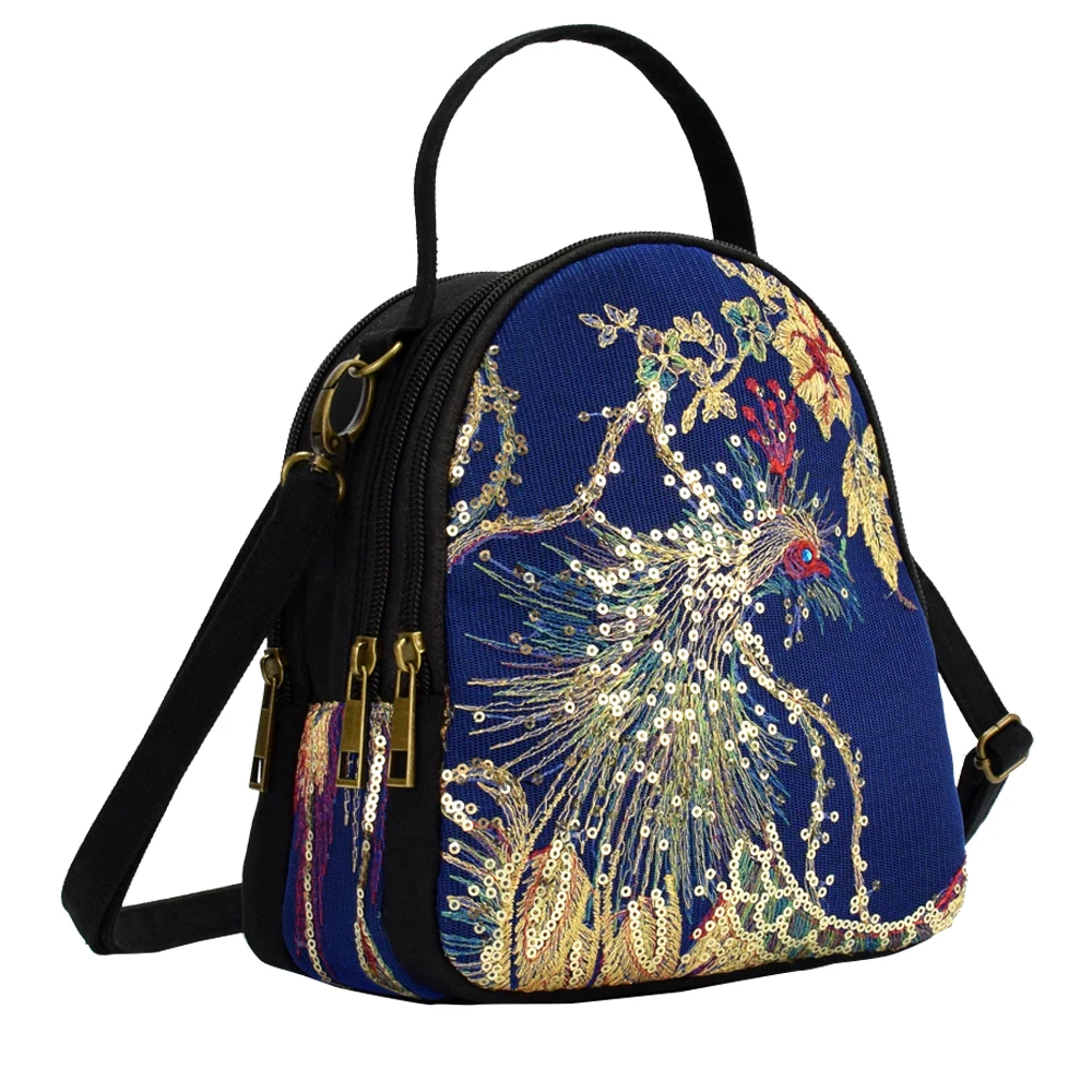 

Vintage Canvas Boho Crossbody Purse Phoenix Sequin Shoulder bag for Women Cell Phone Wallets