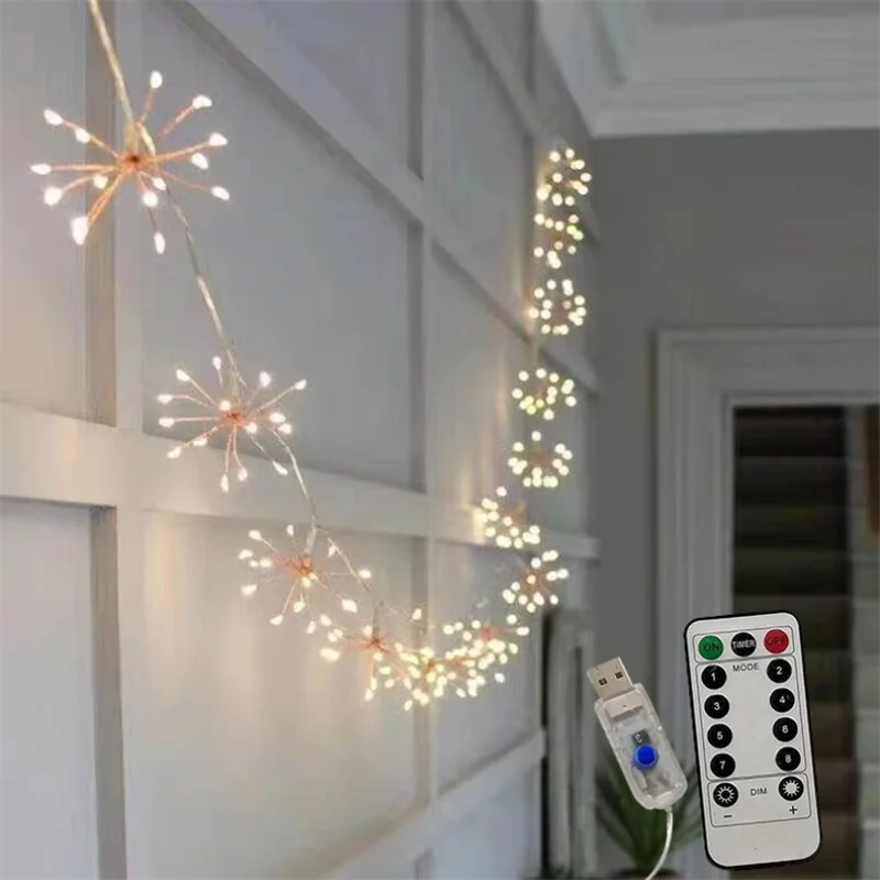 

Led Firework Lights Fairy Light Copper Wire String Lights USB Battery Operated String Lighting Wedding Christmas Decoration