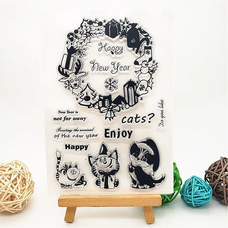 

Праздничные прозрачные штампы с кошкой, прозрачная печать, 11x16 см, Силиконовая печать, ТПР, роликовые штампы для Хэллоуина