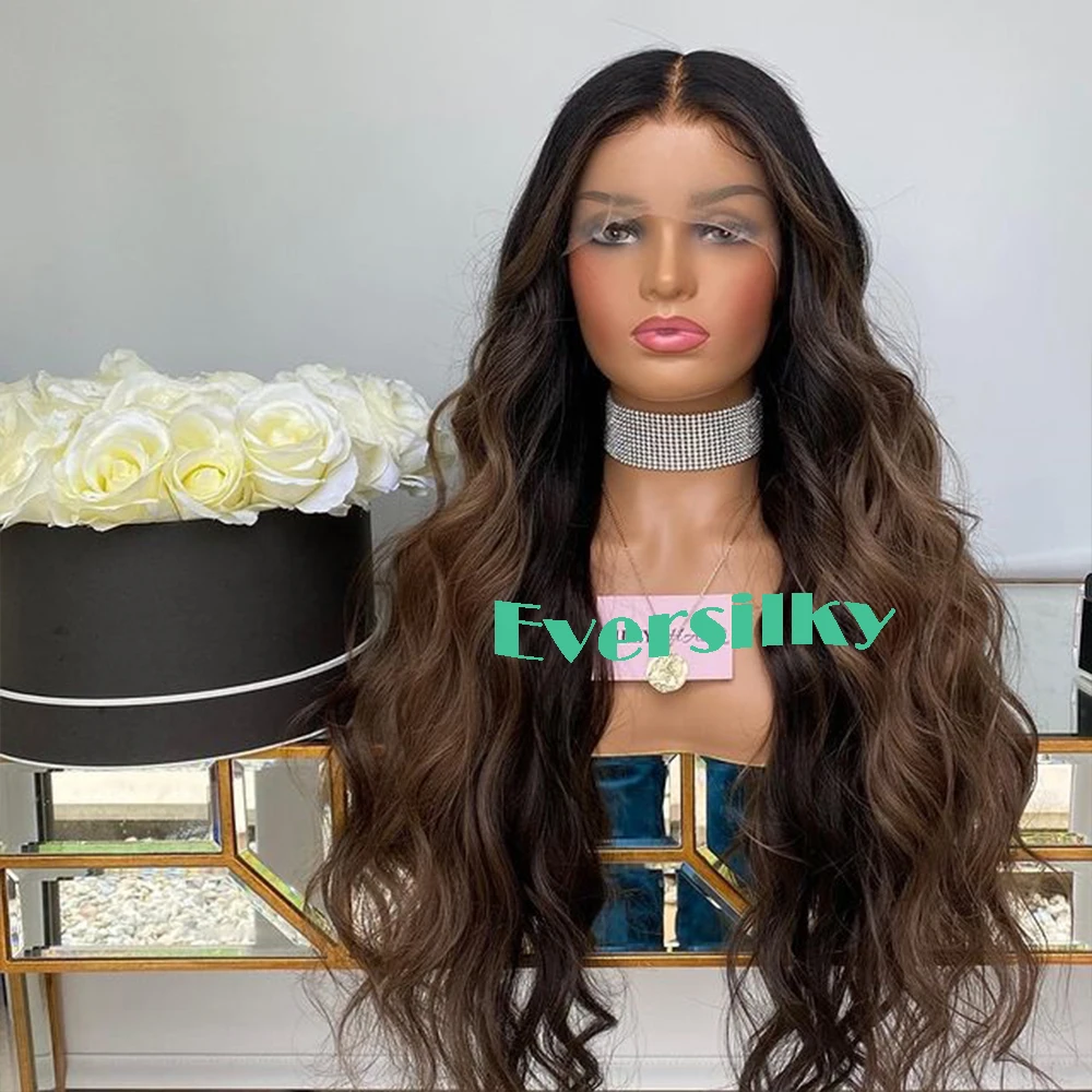 

Indian Natural Hairline Ombre Chocolate Brown 200density 360 Lace Frontal Human Hair Wigs with Baby Hair 13x6 Lace Front T Part