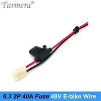 turmera 6 3 2p plug wire with 30a 40a fuse 200mm length for 48v 15ah 20ah electric bike battery and 12v 24v 36v 60v 72v car use