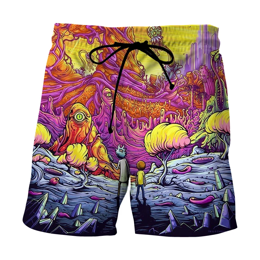 

Men's Fashion Summer Sexy Beach Shorts 3D Printing Rick Cartoon Shorts Swimwear Men's Swimming Trunks Four Corners Beachwear