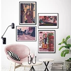 Японская мультяшная аниме девочка фиолетовый стиль памятная стена холст живопись плакаты и принты искусство Проход Спальня Гостиная уникальный Декор