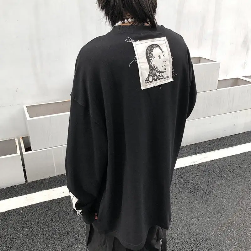 

2021 Black Gothic Hoodie Sweatshirt Mens Loose Tops Men Streetwear Casual Autum Clothes Hipster Spring Harajuku Funny Tops Males