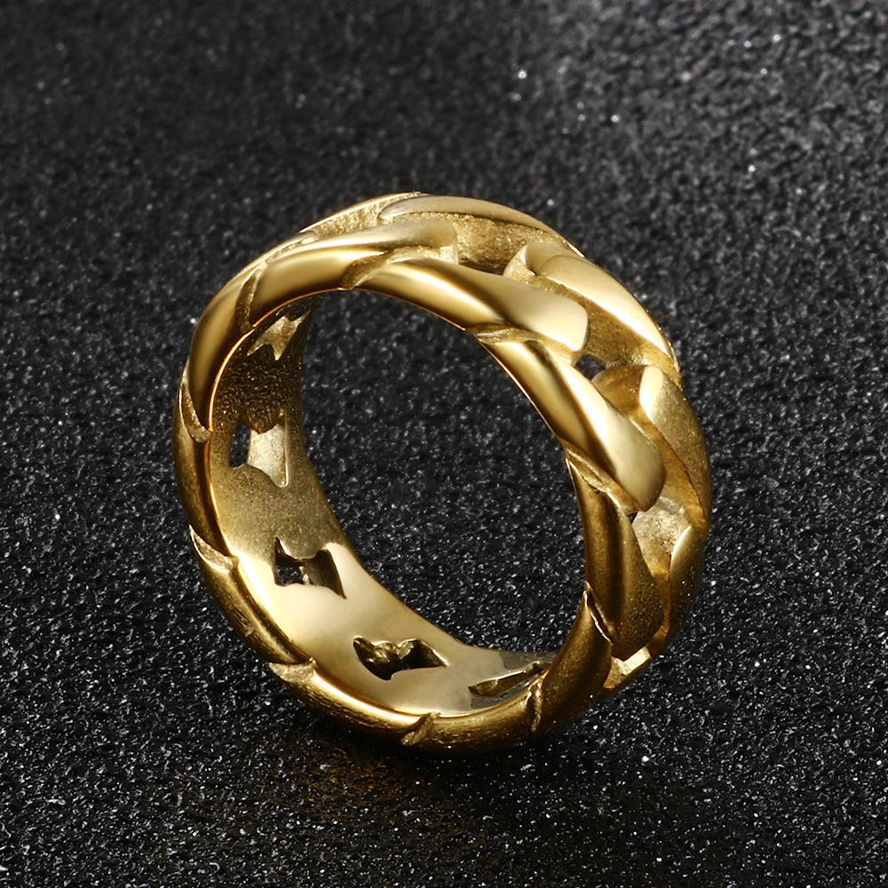 

Punk Men's Thick Casting Cross Rings Fashion Three Colors Gold Plated Stainless Steel Elegant Party Finger Jewelry For Women Men