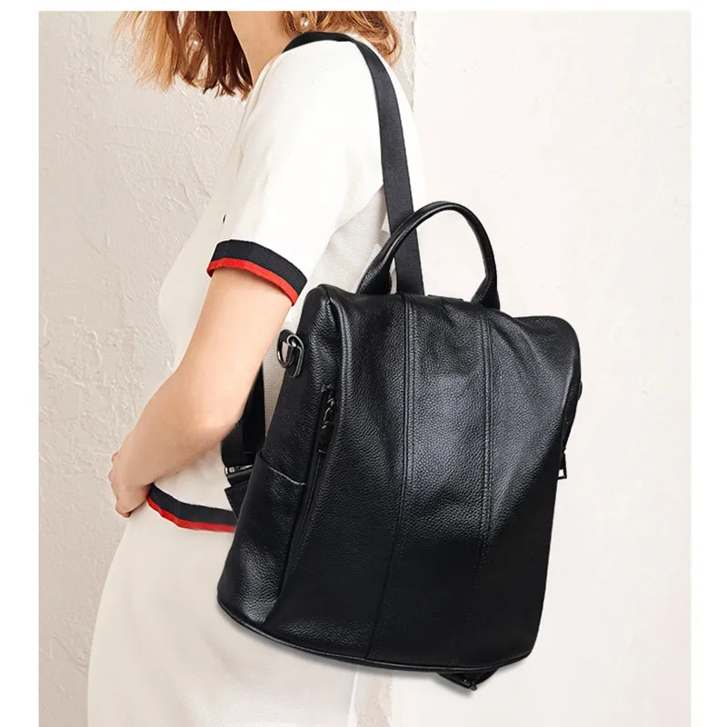 

YILIAN Fashion leather backpack lady 2021 new casual versatile handbag trend large capacity shopping backpack