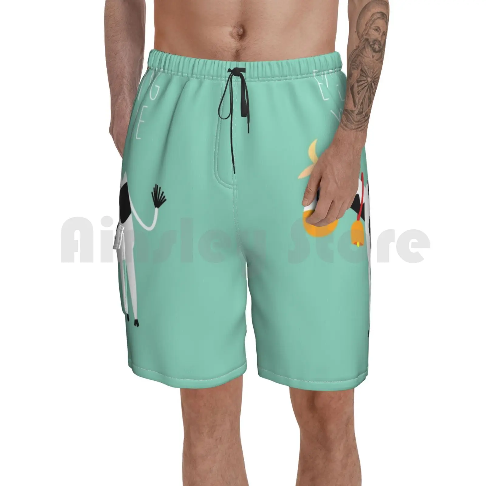 

Sound Of Music-Cow Beach Shorts Men Beach Pants Swimwear Cow Sound Of Music Greet Lyric Quote