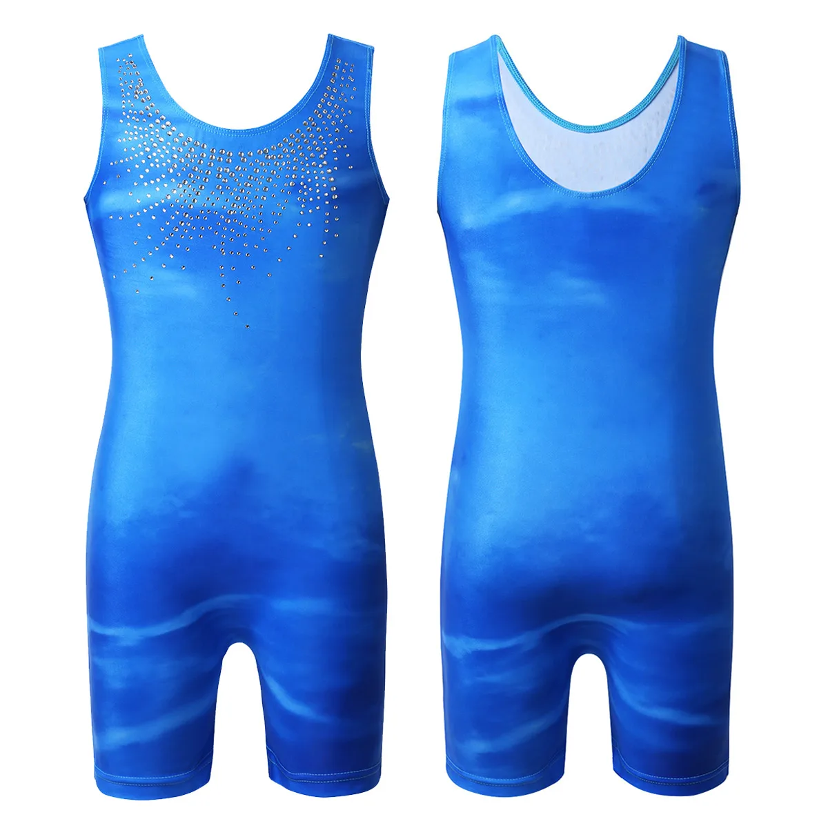 Балетный купальник для девочек детские шорты блестящий Сияющий стразы без