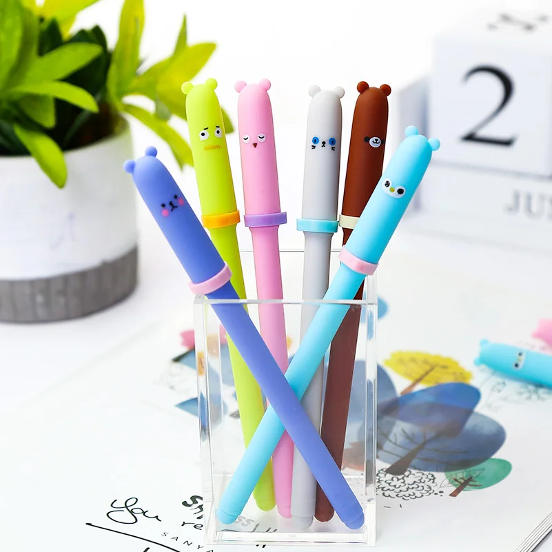 Creative Kawaii Cute Flamingo Unicorn Black Cat Gel Pens Animal Flower Rabbit Anime Kawai School Office Supply Stationery Thing |