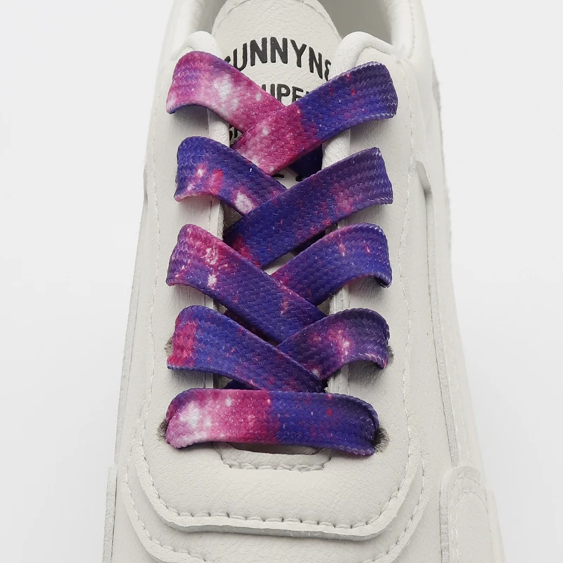 

Weiou 8MM Starry Purple Laces Heat Transfer Printing Shoelace 2021 New Arrival Hot Pressing Cotton Cord For Drop-Shipping Custom
