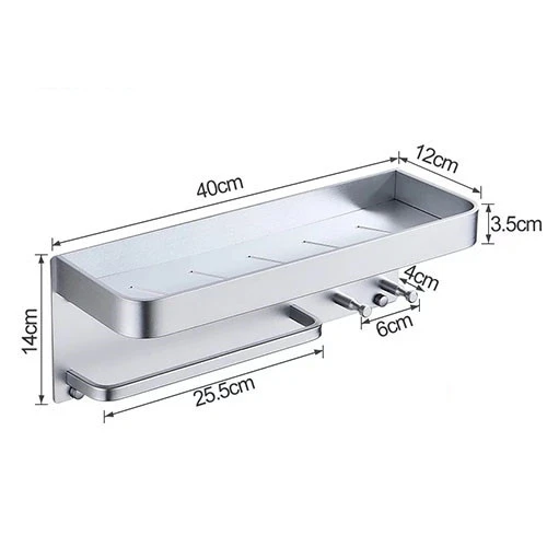 

Black aluminium foil bath rack without nails, installation hook on bathroom wall, easy installation shower hook