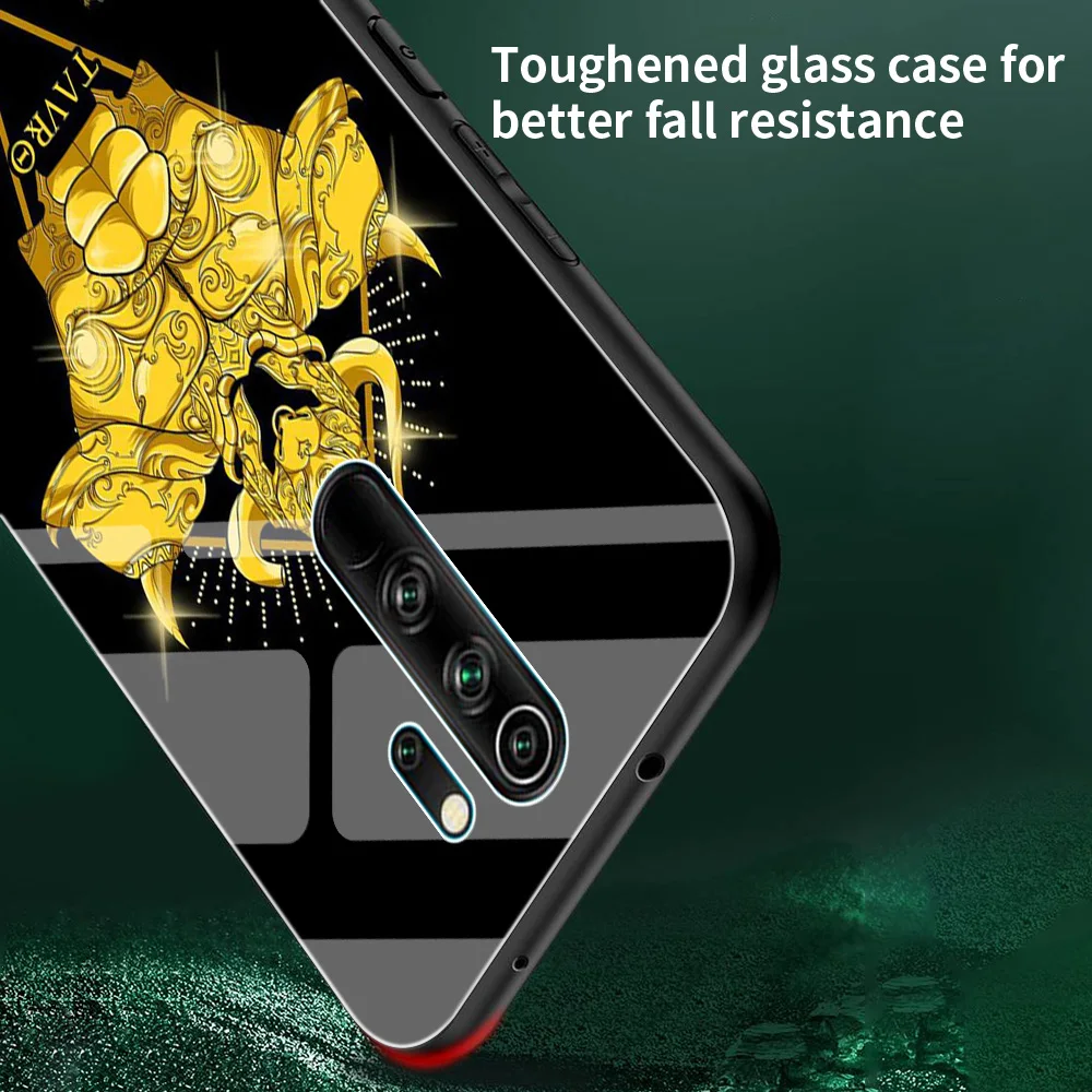 glass case for xiaomi redmi note 9s 10 9 8 pro 7 8t 9c mi poco x3 nfc 10t lite 11 soft edge phone cover anime saint seiya logo free global shipping