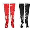 XL Wetlook ПВХ блестящие сексуальные чулки из искусственной кожи Medias Negras чулки до бедра зимние чулки выше колена танцевальная Ночная Клубная одежда