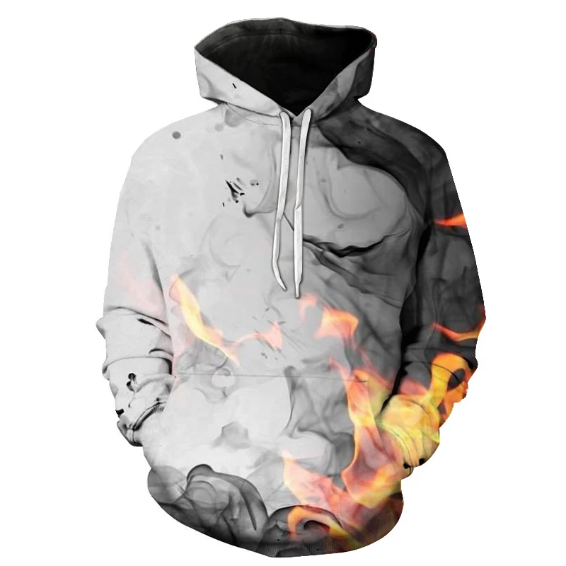 

Cool flame theme autumn and winter fashion men's 3D hoodie loose warm cotton hoodie oversized POP, OP style clothing