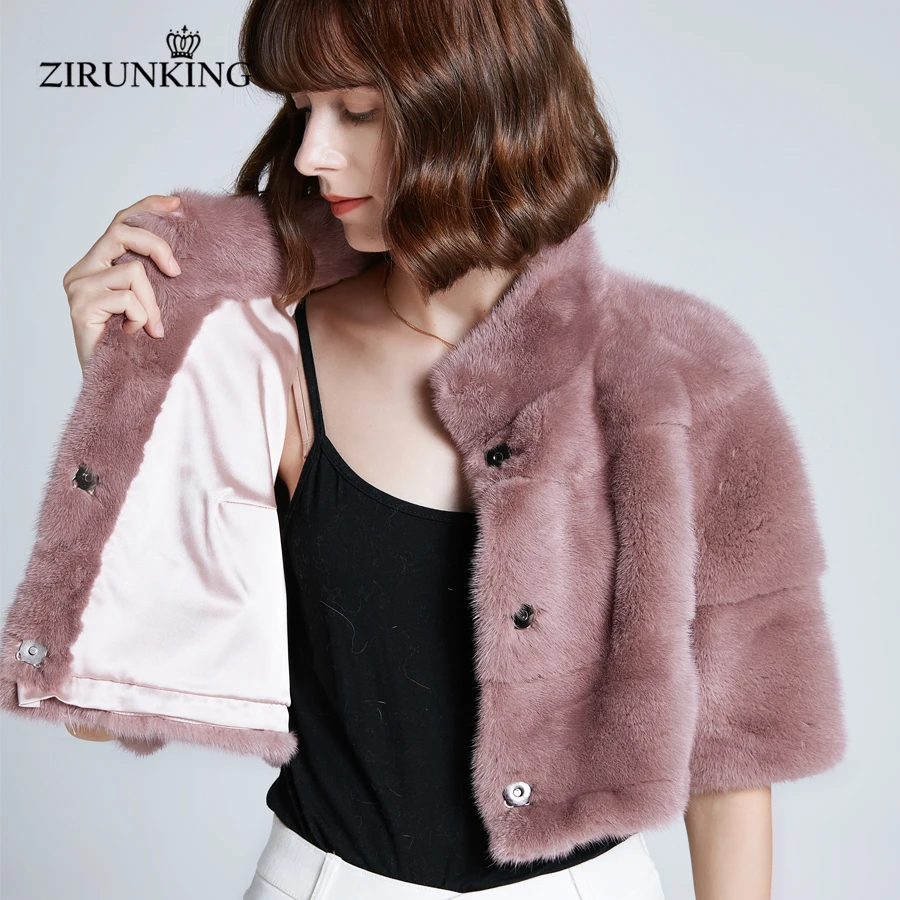 ZIRUNKING женский новый дизайн настоящая норковая шуба женская мода уличная меховая